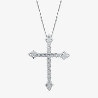 (H / Si2) Womens 1 CT. T.W. Lab Grown White Diamond 10K Gold Cross 18 Inch Pendant Necklace