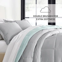 Casual Comfort Solid Reversible Lightweight Down Alternative Comforter Set
