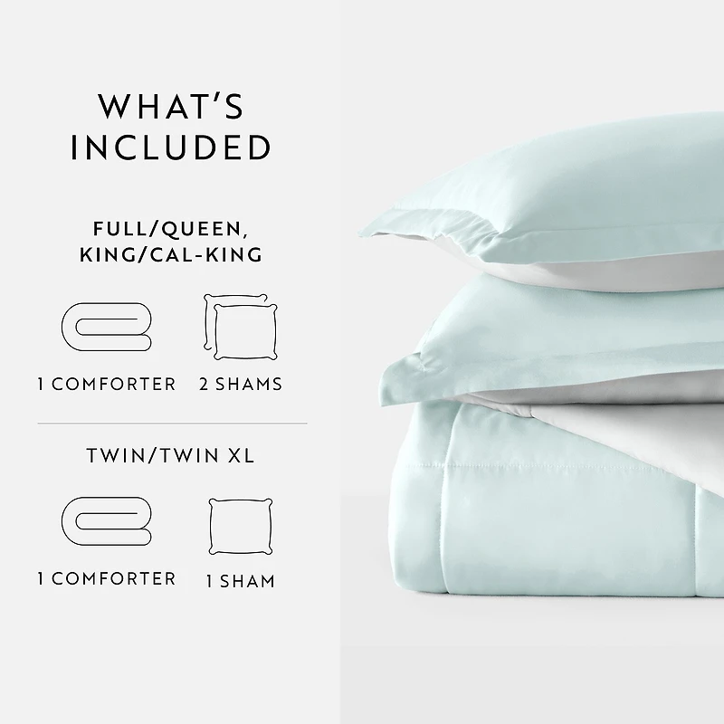 Casual Comfort Solid Reversible Lightweight Down Alternative Comforter Set