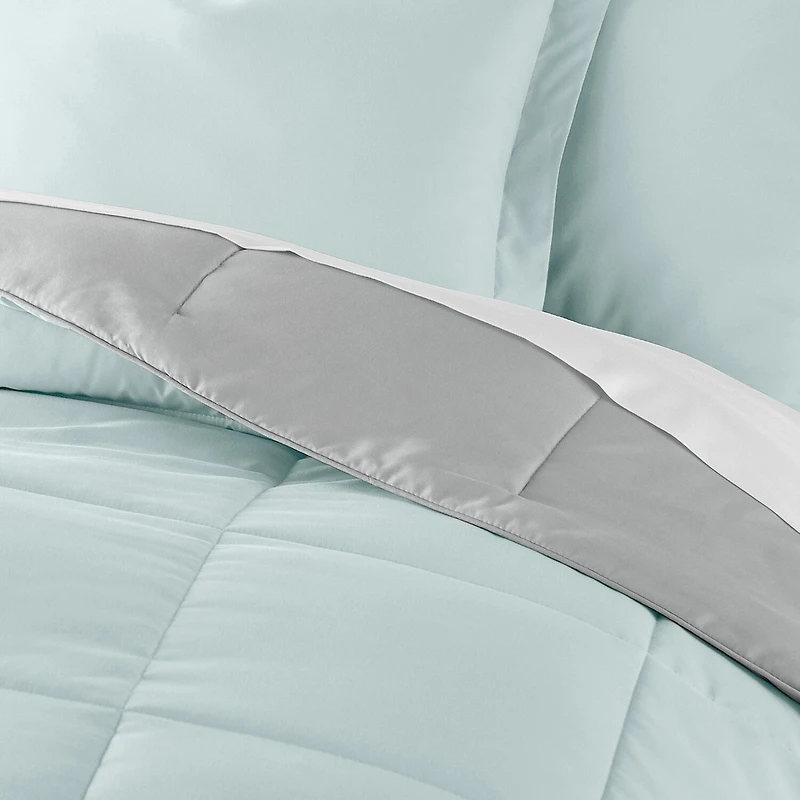 Casual Comfort Solid Reversible Lightweight Down Alternative Comforter Set