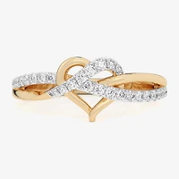 G-H / Si1-Si2) Womens 1/ CT. T.W. Lab Grown White Diamond 10K Gold Heart Bypass Cocktail Ring