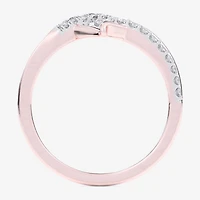 (G-H / Si1-Si2) Womens 1/4 CT. T.W. Lab Grown White Diamond 10K Gold Heart Bypass  Cocktail Ring