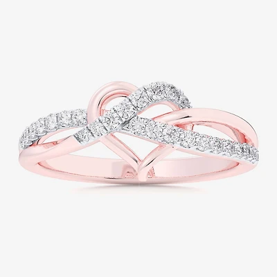 (G-H / Si1-Si2) Womens 1/4 CT. T.W. Lab Grown White Diamond 10K Gold Heart Bypass Cocktail Ring