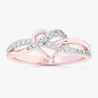 (G-H / Si1-Si2) Womens 1/4 CT. T.W. Lab Grown White Diamond 10K Gold Heart Bypass  Cocktail Ring