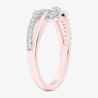 (G-H / Si1-Si2) Womens 1/4 CT. T.W. Lab Grown White Diamond 10K Gold Heart Bypass  Cocktail Ring