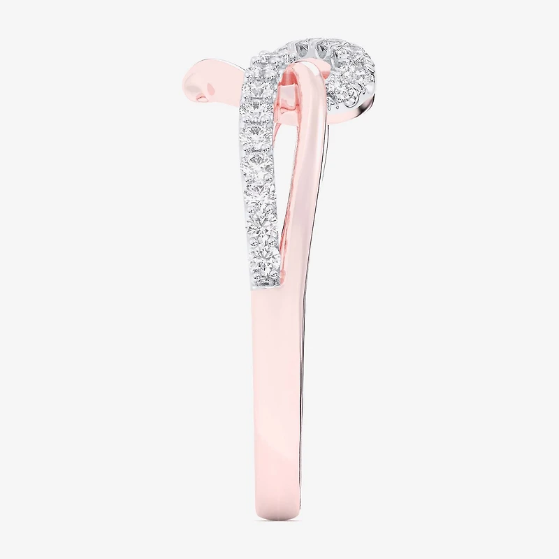 (G-H / Si1-Si2) Womens 1/4 CT. T.W. Lab Grown White Diamond 10K Gold Heart Bypass Cocktail Ring