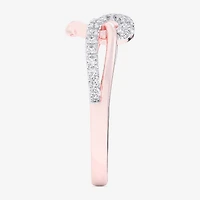 (G-H / Si1-Si2) Womens 1/4 CT. T.W. Lab Grown White Diamond 10K Gold Heart Bypass  Cocktail Ring