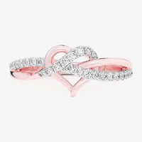 (G-H / Si1-Si2) Womens 1/4 CT. T.W. Lab Grown White Diamond 10K Gold Heart Bypass  Cocktail Ring