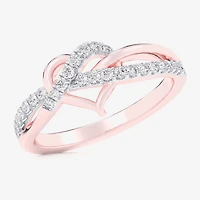 (G-H / Si1-Si2) Womens 1/4 CT. T.W. Lab Grown White Diamond 10K Gold Heart Bypass  Cocktail Ring