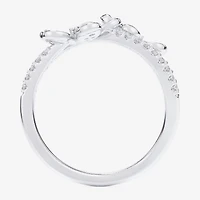 (G-H / Si1-Si2) Womens 1/3 CT. T.W. Lab Grown White Diamond 10K Gold Flower Bypass  Cocktail Ring