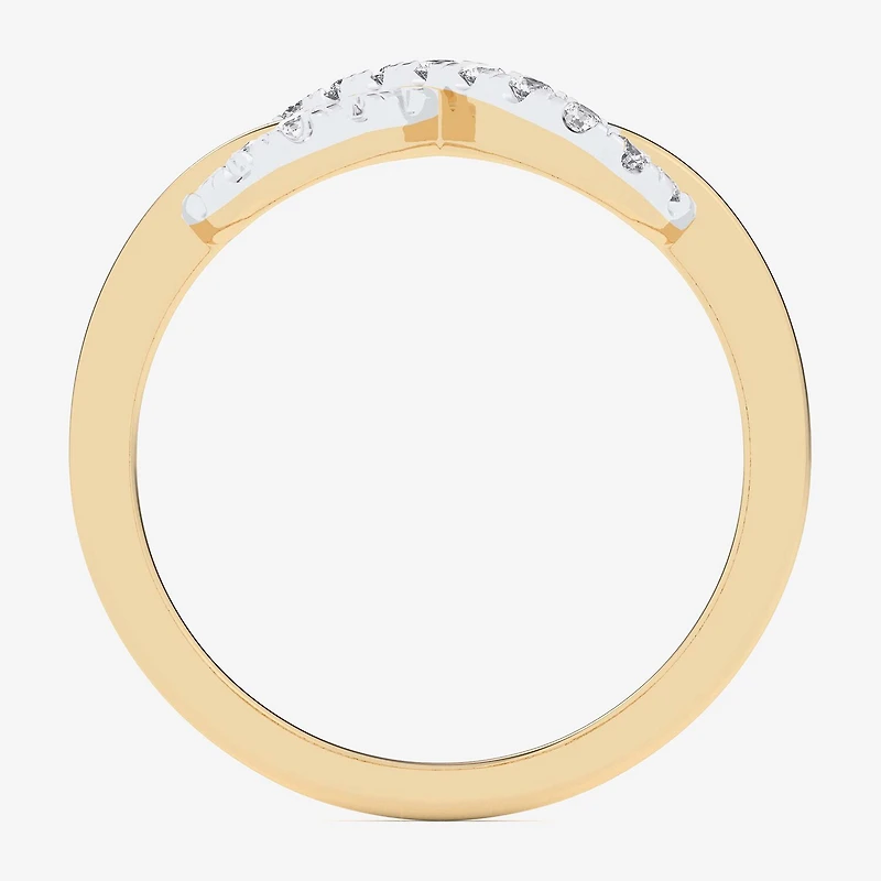 G-H / Si1-Si2) Womens 1/4 CT. T.W. Lab Grown White Diamond 10K Gold Infinity Bypass Cocktail Ring