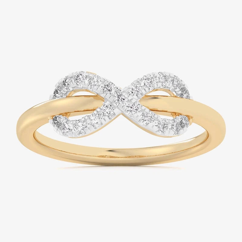 G-H / Si1-Si2) Womens 1/4 CT. T.W. Lab Grown White Diamond 10K Gold Infinity Bypass Cocktail Ring