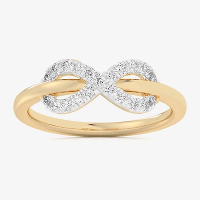 G-H / Si1-Si2) Womens 1/4 CT. T.W. Lab Grown White Diamond 10K Gold Infinity Bypass Cocktail Ring