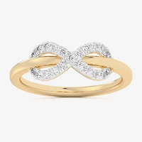 G-H / Si1-Si2) Womens 1/4 CT. T.W. Lab Grown White Diamond 10K Gold Infinity Bypass Cocktail Ring