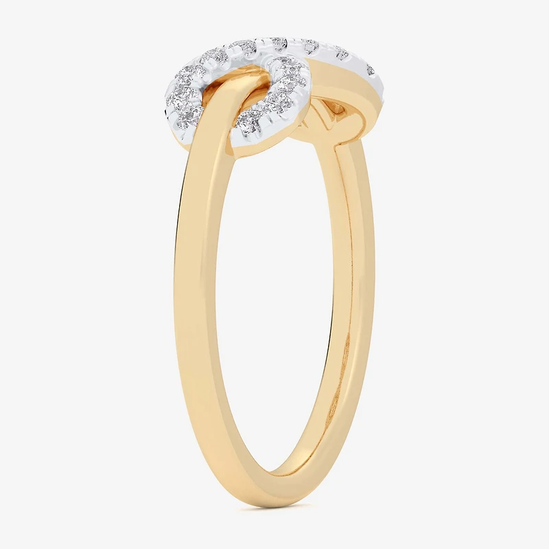G-H / Si1-Si2) Womens 1/4 CT. T.W. Lab Grown White Diamond 10K Gold Infinity Bypass Cocktail Ring