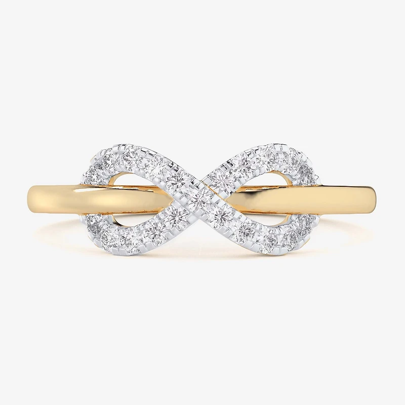G-H / Si1-Si2) Womens 1/4 CT. T.W. Lab Grown White Diamond 10K Gold Infinity Bypass Cocktail Ring