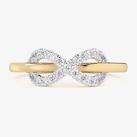 G-H / Si1-Si2) Womens 1/4 CT. T.W. Lab Grown White Diamond 10K Gold Infinity Bypass Cocktail Ring
