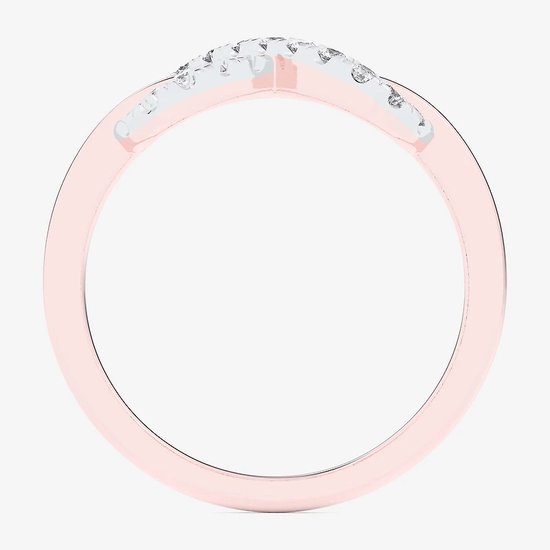 (G-H / Si1-Si2) Womens 1/4 CT. T.W. Lab Grown White Diamond 10K Gold Infinity Bypass  Cocktail Ring