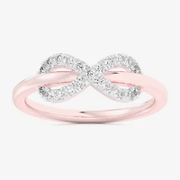 (G-H / Si1-Si2) Womens 1/4 CT. T.W. Lab Grown White Diamond 10K Gold Infinity Bypass  Cocktail Ring