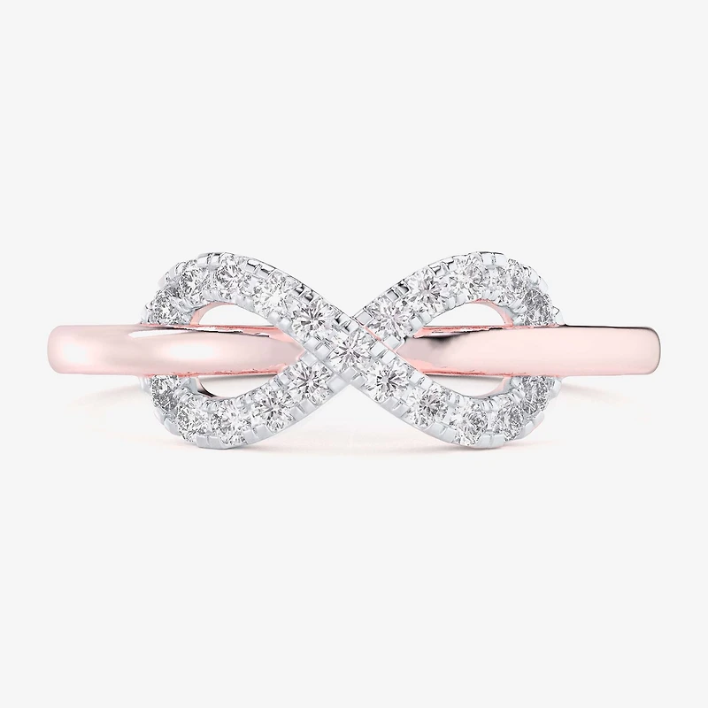 (G-H / Si1-Si2) Womens 1/4 CT. T.W. Lab Grown White Diamond 10K Gold Infinity Bypass  Cocktail Ring