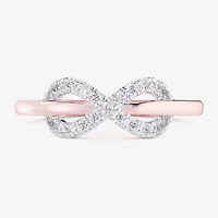 (G-H / Si1-Si2) Womens 1/4 CT. T.W. Lab Grown White Diamond 10K Gold Infinity Bypass  Cocktail Ring