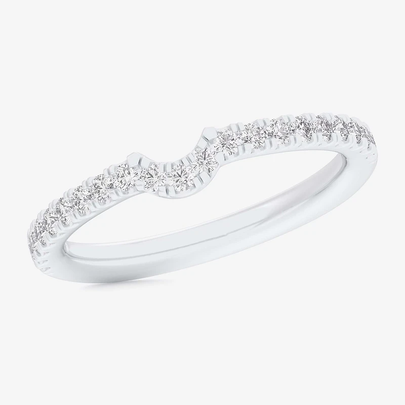 (G-H / Si1-Si2) Womens 2MM 1/4 CT. T.W. Lab Grown White Diamond 10K Gold Wedding Band