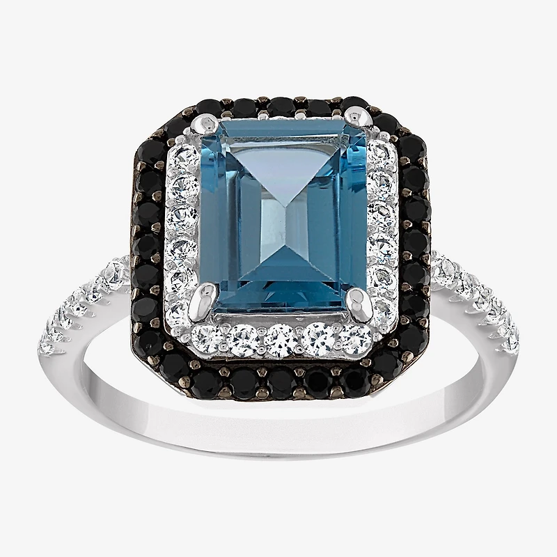 Womens Genuine Topaz Sterling Silver Cocktail Ring
