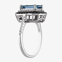 Womens Genuine Topaz Sterling Silver Cocktail Ring