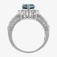 Womens Genuine Blue Topaz Sterling Silver Pear Cocktail Ring