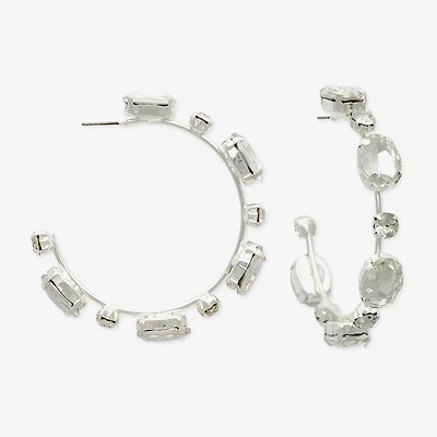 Bijoux Bar Silver Tone Womens Glass 60mm Hoop Earrings