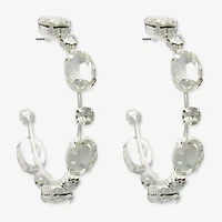 Bijoux Bar Silver Tone Womens Glass 60mm Hoop Earrings
