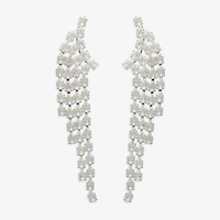 Bijoux Bar Silver Tone Womens Cubic Zirconia Drop Earrings