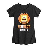 Scaredy Pants Big Kid Girls Crew Neck Short Sleeve Spongebob T-Shirt
