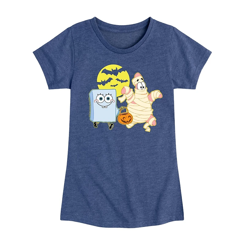 Patrick Trick Treating Big Kid Girls Crew Neck Short Sleeve Spongebob T-Shirt