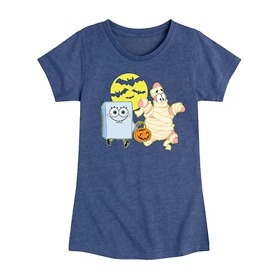 Patrick Trick Treating Big Kid Girls Crew Neck Short Sleeve Spongebob T-Shirt