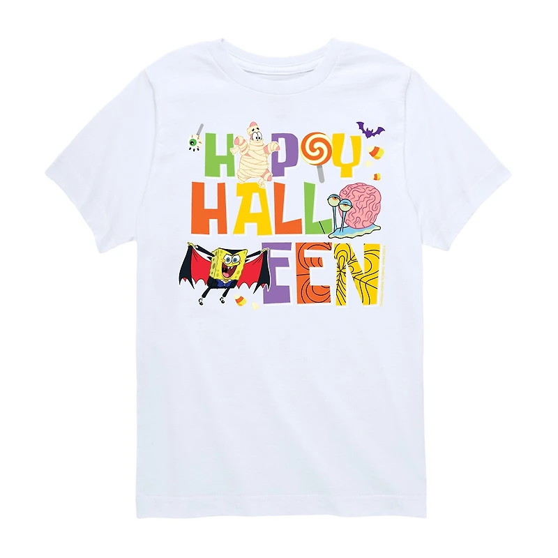 Halloween Big Kid Girls Crew Neck Short Sleeve Spongebob T-Shirt