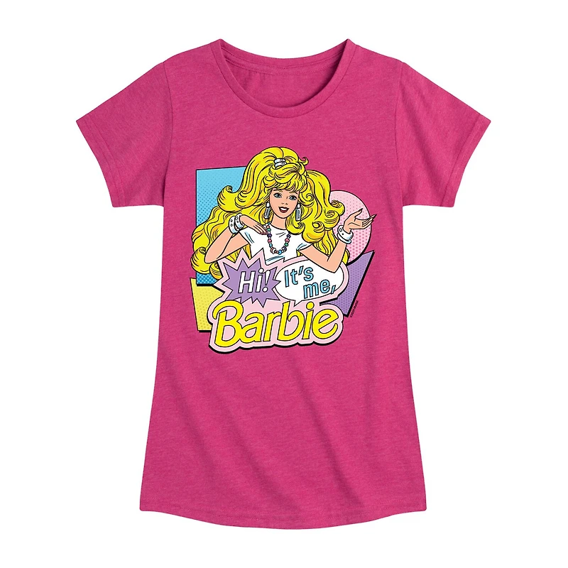 Hi Its Me Big Kid Girls Crew Neck Short Sleeve Barbie T-Shirt
