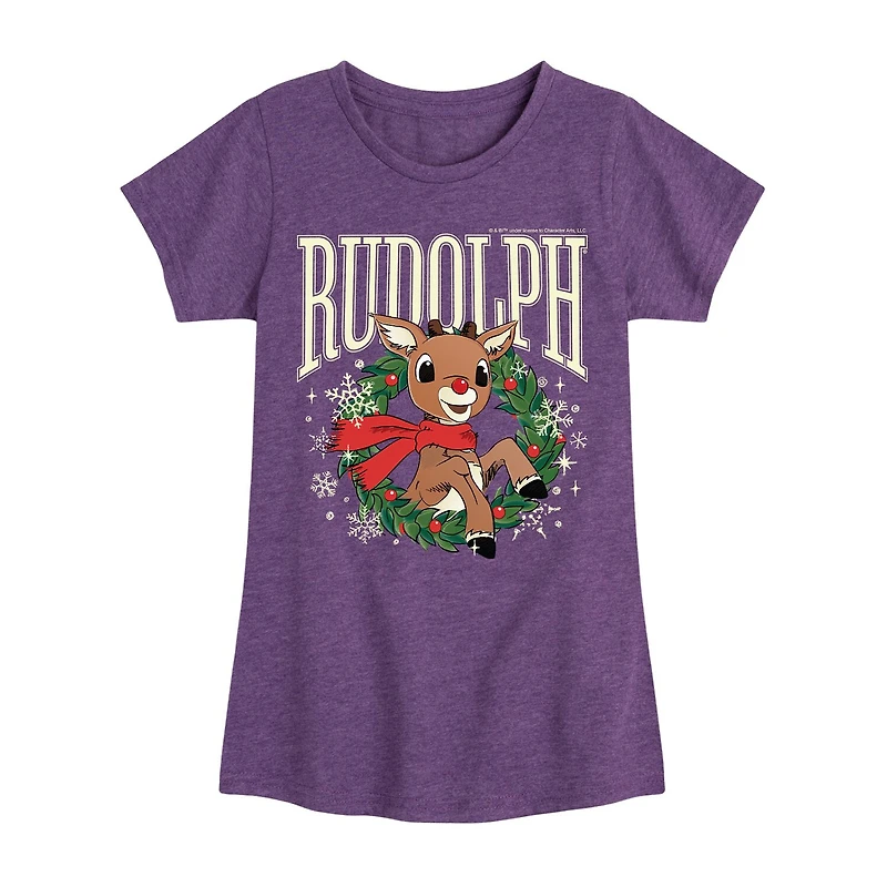 Big Kid Girls Crew Neck Short Sleeve Rudolph T-Shirt