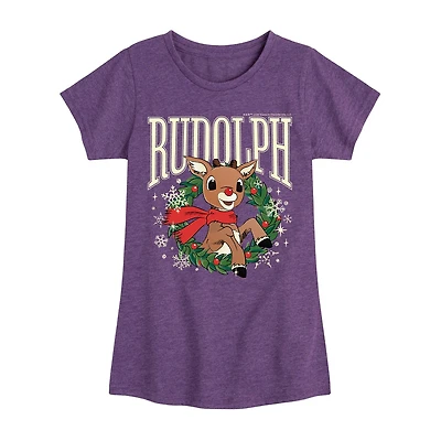 Big Kid Girls Crew Neck Short Sleeve Rudolph T-Shirt