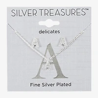 Silver Treasures Delicates Initial Womens Cubic Zirconia Pure Over Brass 2-pc. Jewelry Set