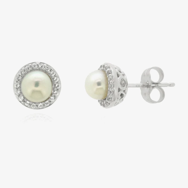 Limited Quantities! Genuine White Cultured Freshwater Pearl 10K Gold 7mm Stud Earrings