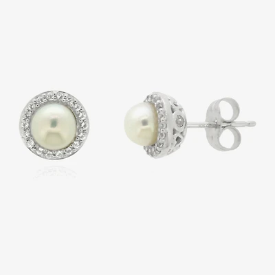 Limited Quantities! Genuine White Cultured Freshwater Pearl 10K Gold 7mm Stud Earrings