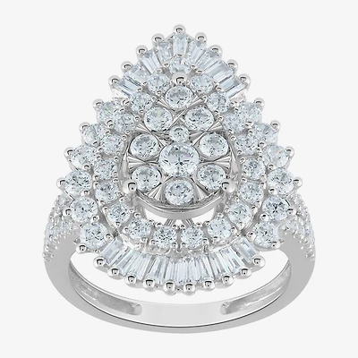 (G / Si2) Womens 21.5MM Lab Grown Diamond 14K Gold Pear Cluster Band