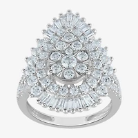 (G / Si2) Womens 21.5MM Lab Grown Diamond 14K Gold Pear Cluster Band