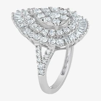 (G / Si2) Womens 21.5MM Lab Grown Diamond 14K Gold Pear Cluster Band