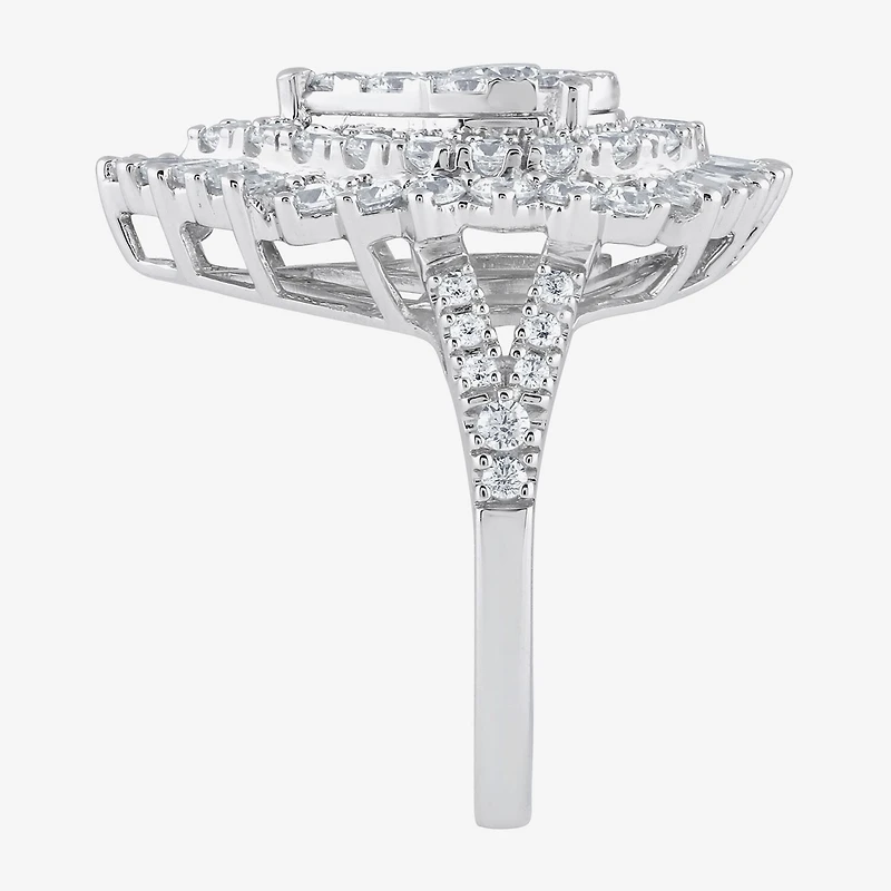 (G / Si2) Womens 21.5MM Lab Grown Diamond 14K Gold Pear Cluster Band