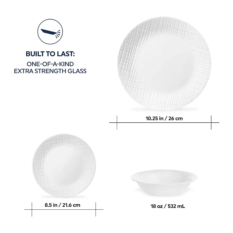 Corelle Linen Weave 12-pc. Glass Dinnerware Set