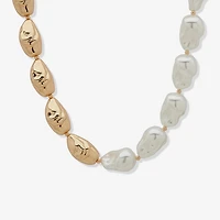 Worthington Gold Tone Womens 17 Inch Collar Necklace