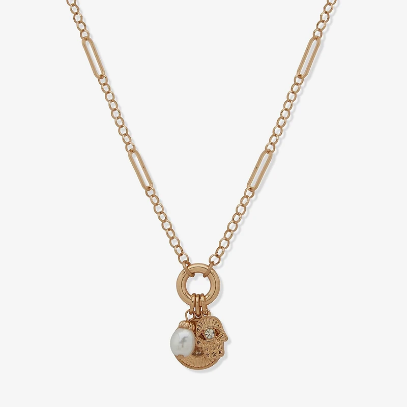 a.n.a Gold Tone Womens White 18 Inch Strand Necklace