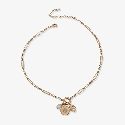 a.n.a Gold Tone Womens White 18 Inch Strand Necklace